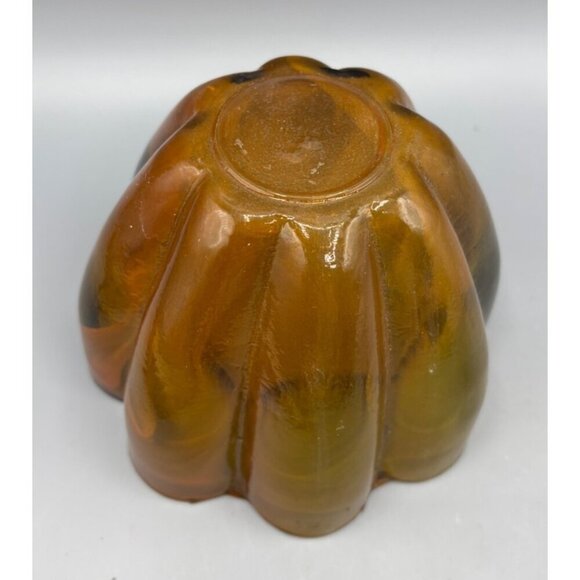 Vtg Vitrocolor Recycled  Glass Candle Holder Scalloped Multicolor Swirl - Picture 7 of 7